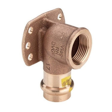 Viega 90°-Winkel mit Spülrand Ø 18 x 1/2", aus Rotguss, mit SC-Contur (Gas) PROFIPRESS G 346690