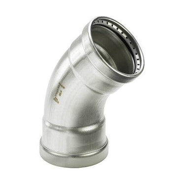 Viega 45° Bogen Ø 64, aus Edelstahl mit SC-Contur (Wasser) SANPRESS INOX XL 578008