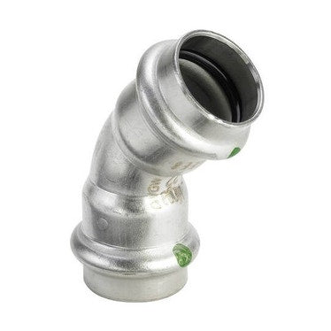 Viega Bogen 45° Ø 35, aus glänzendem Edelstahl mit SC-Contur (Wasser) SANPRESS INOX 435813