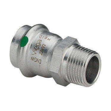Viega Muffe Ø 22 x 3/4", mit Außengewinde, aus Edelstahl mit SC-Contur (Wasser) SANPRESS INOX 436490