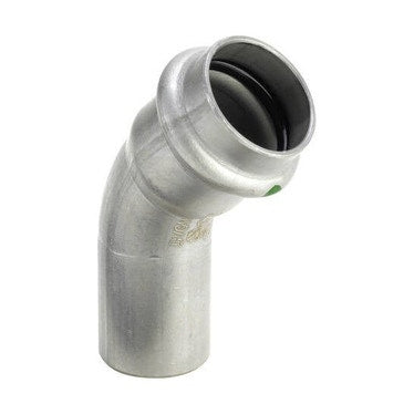 Viega Bogen 45° Ø 35, mit Außengewinde, aus Edelstahl mit SC-Contur (Wasser) SANPRESS INOX 435424