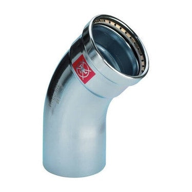 Viega Bogen 45° Ø 89 mit Außengewinde, verzinkter Stahl mit SC-Contur PRESTABO XL 597702