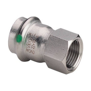Viega Muffe Ø 22 x 3/4", mit Innengewinde, aus glänzendem Edelstahl mit SC-Contur (Wasser) SANPRESS INOX 436629