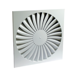 Mandík VVPME 600 C/V/P/R – Drallauslass Zuluft, Frontplatte 600 x 600 mm, Anschluss Ø 250 mm