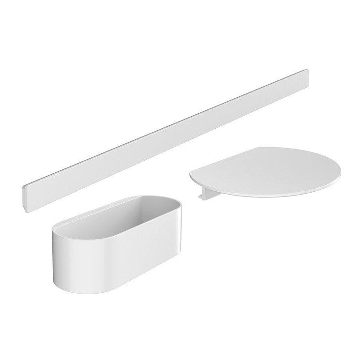 Hansgrohe Badewannenpaket mit Wandstange, Ablage und tiefem Korb, Weiß, mattierte Oberfläche WALLSTORIS 27966700