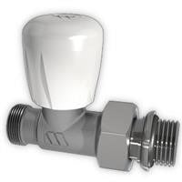 Watts Thermostatventil vernickelt. Durchgangsform. Anschluss für Kupfer- oder Kunststoffrohr 1/2"M. Anschluss für Heizkörper 1/2"M 1379TRV 1379TRV12