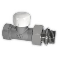 Watts Vernickelter mikrometrischer Halter. Durchgangsform. Anschluss für Stahlrohr. DM 3/8" 396TRV 396TRV38