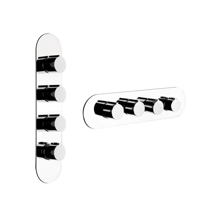 Gessi Thermostatmischer Hochdurchfluss wandmontiert, 3 unabhängige Ausgänge, vertikale/horizontale Installation, ohne Unterputzkörper, Chrom-Finish WELLNESS 43066#031