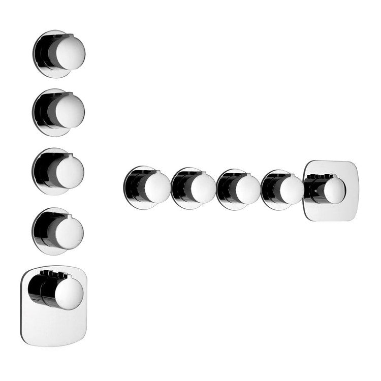 Gessi Thermostatmischer Hochdurchfluss wandmontiert, 4 unabhängige Ausgänge, vertikale/horizontale Installation, ohne Unterputzkörper, Chrom-Finish WELLNESS 43238#031