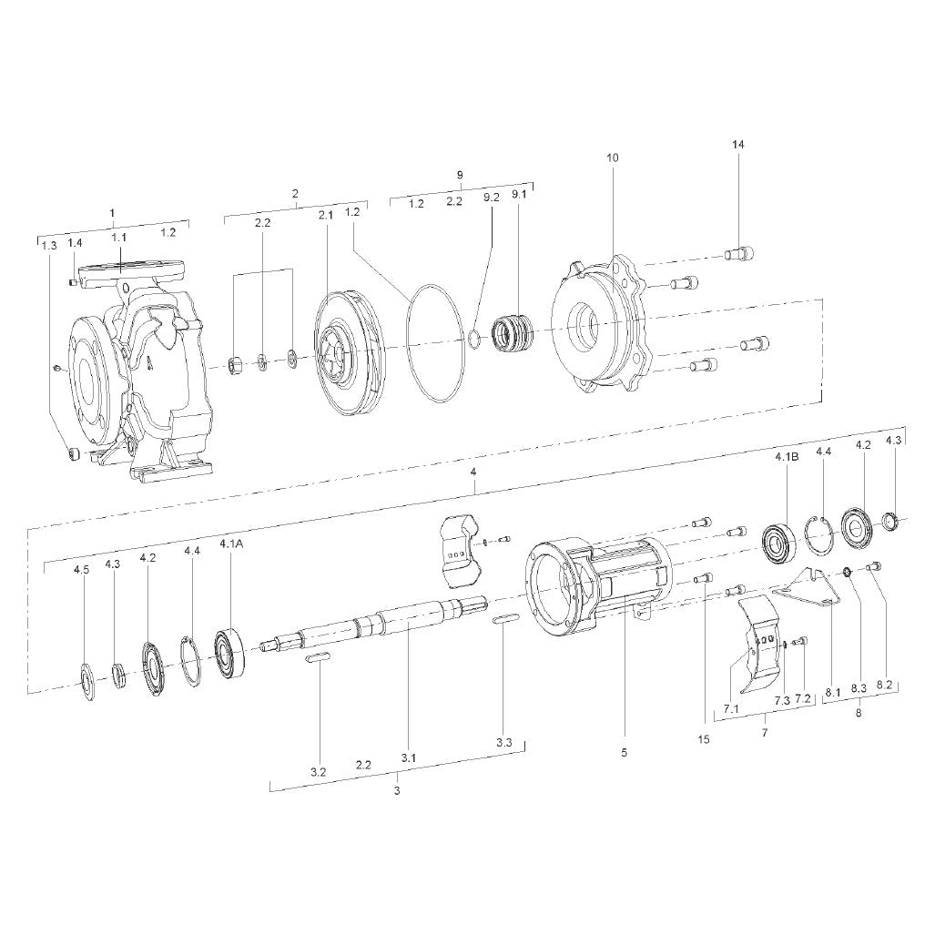 Explosionszeichnung Wilo Atmos GIGA-N100, Atmos GIGA-N125 – Ersatzteil Motor B3 45/2/225 3~400V-IE3-K3 (Art. 2160982)