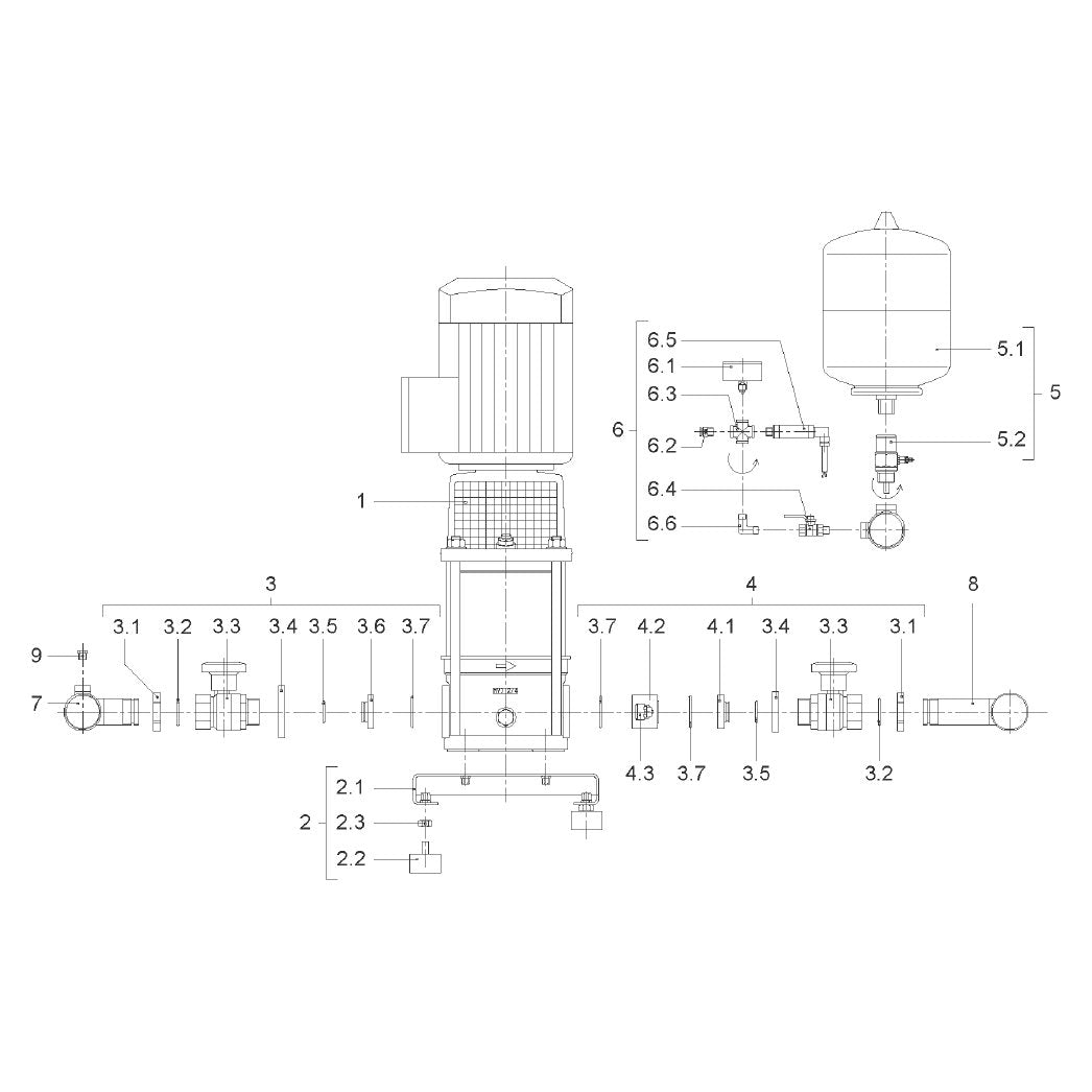 Explosionszeichnung Wilo Comfort CO MVI/CR, Comfort-N CO MVIS/CR – Ersatzteil WILO-CONTROL CC-BOOSTER 4x1,1 (Art. 2137315)