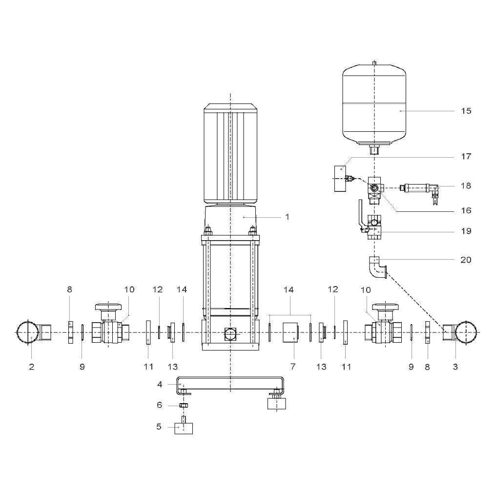 Explosionszeichnung Wilo Comfort CO MVI/CR – Ersatzteil WILO-CONTROL CC-BOOSTER 2x0,55 (Art. 2137303)