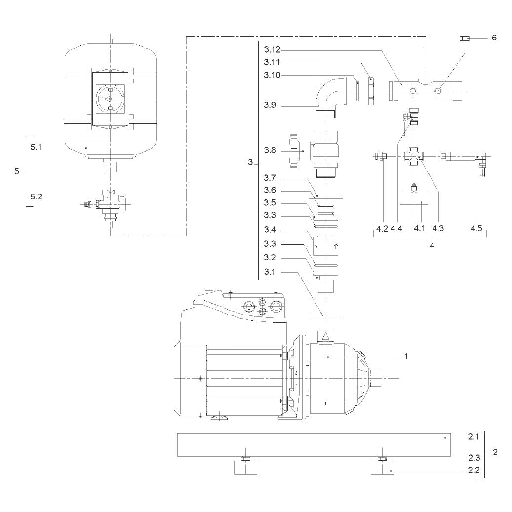 Explosionszeichnung Wilo Comfort-Vario COR-1 MHIE/GE – Ersatzteil Druckseite Cor MHIE2/4 Set (Art. 2033168)