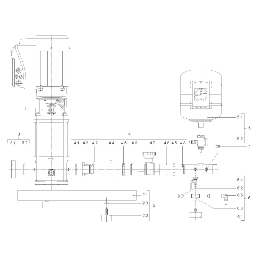 Explosionszeichnung Wilo Comfort-N-Vario COR-1 MVISE/GE, Comfort-Vario COR-1 MVIE/GE – Ersatzteil ANSCHLUßSATZ DRUCKSEITE COR-1MVIE8 SET (Art. 2036345)