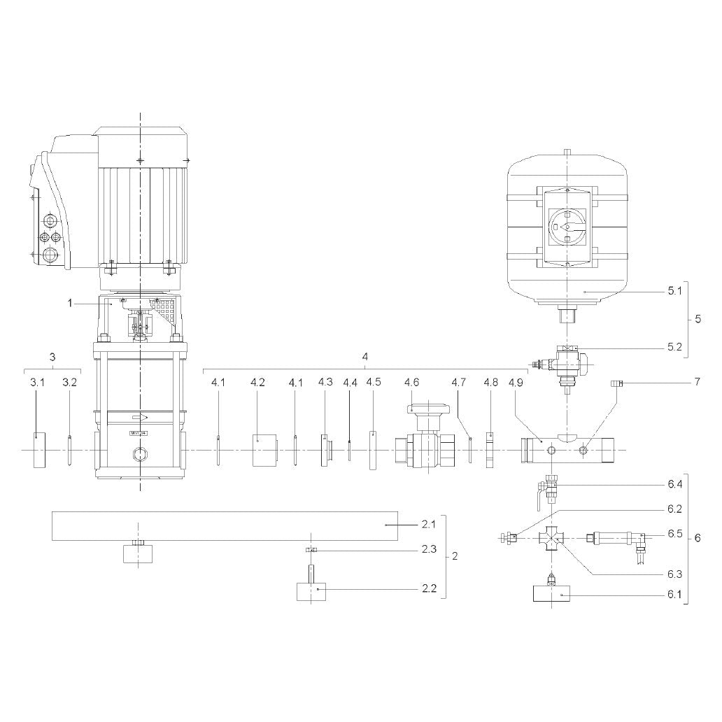 Explosionszeichnung Wilo Comfort-Vario COR-1 MVIE/GE – Ersatzteil Druckgeber/manometer 0-25BAR Set (Art. 2060951)