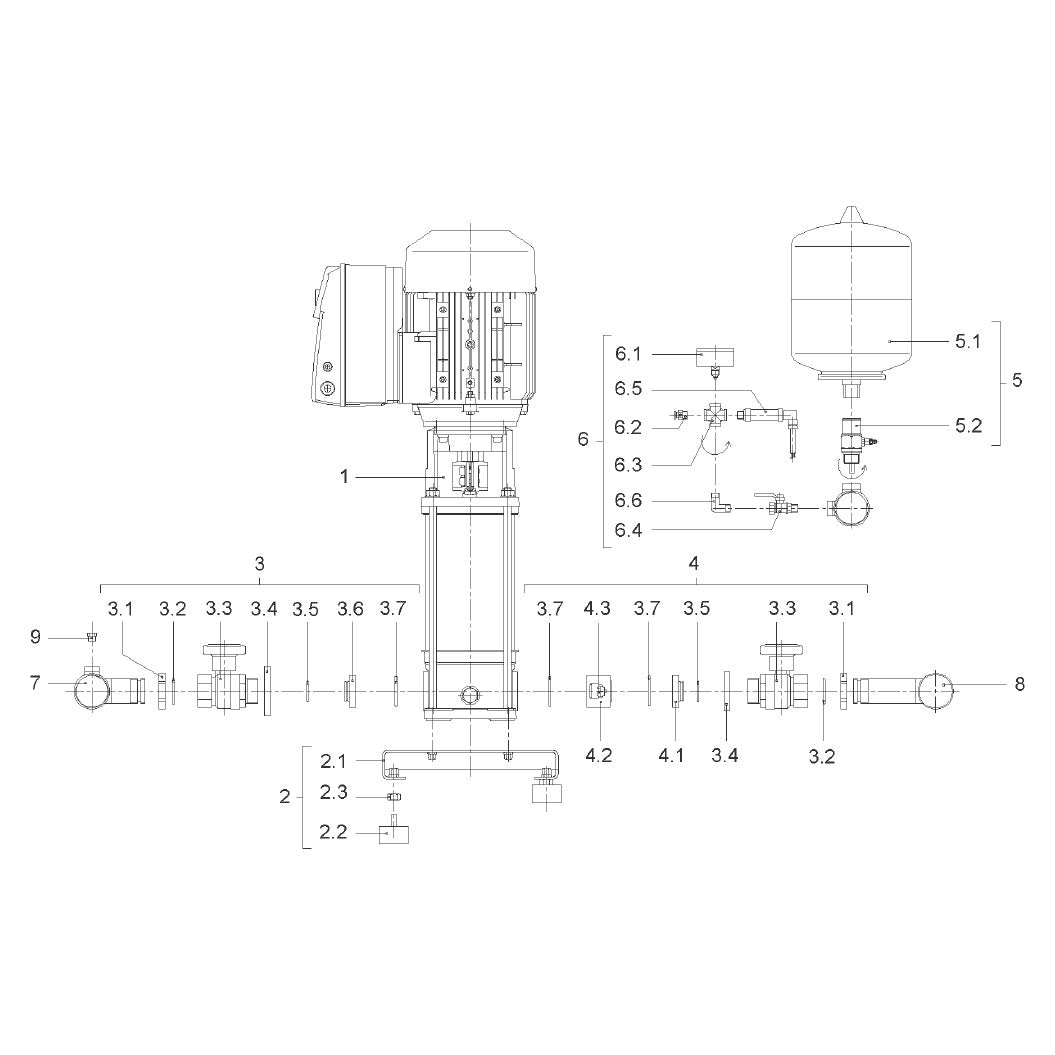 Explosionszeichnung Wilo CO/T-1Helix, CO/T-1Helix V/EC – Ersatzteil Mutter G11/4 MS (Art. 2032610)