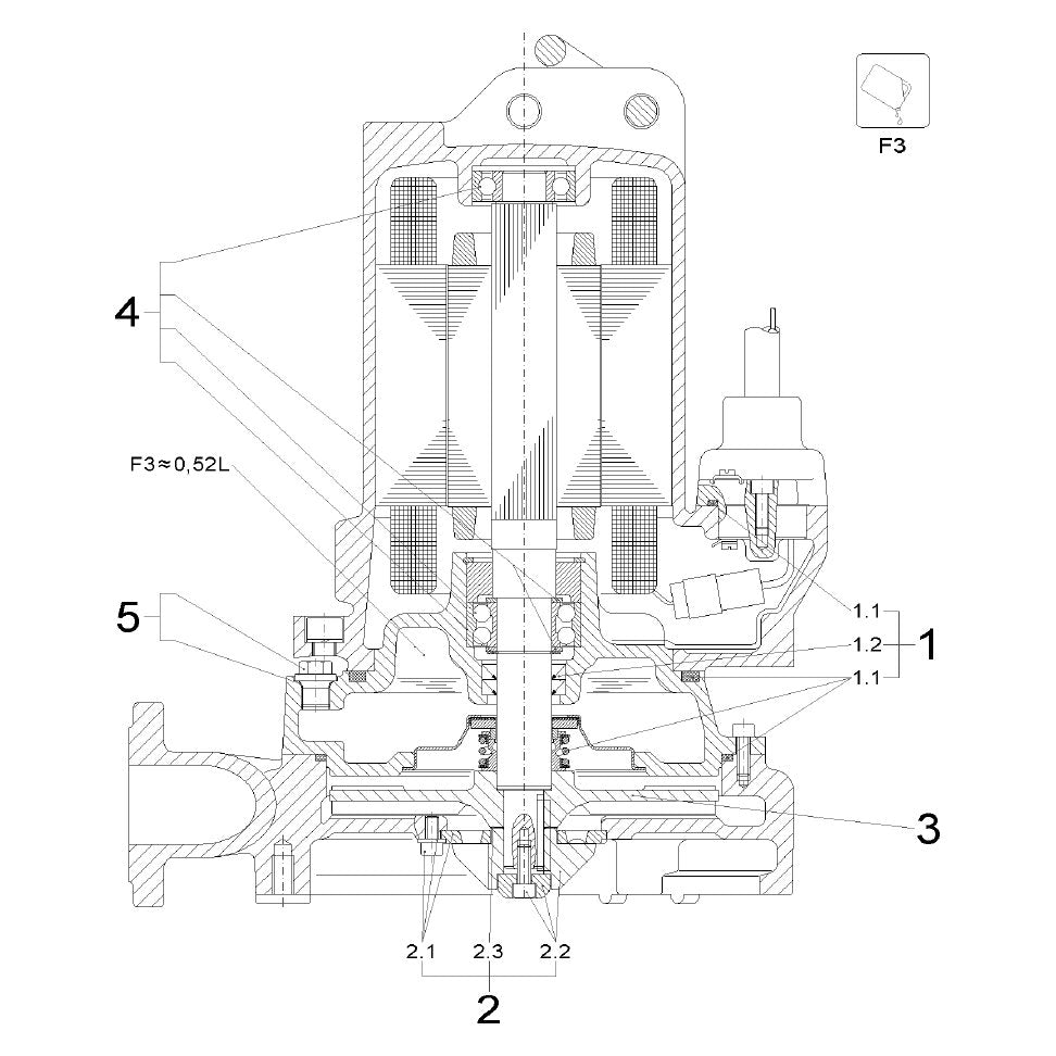 Explosionszeichnung Wilo Drain MTC – Ersatzteil Verschlussschraube MTC32 Set (Art. 2118639)