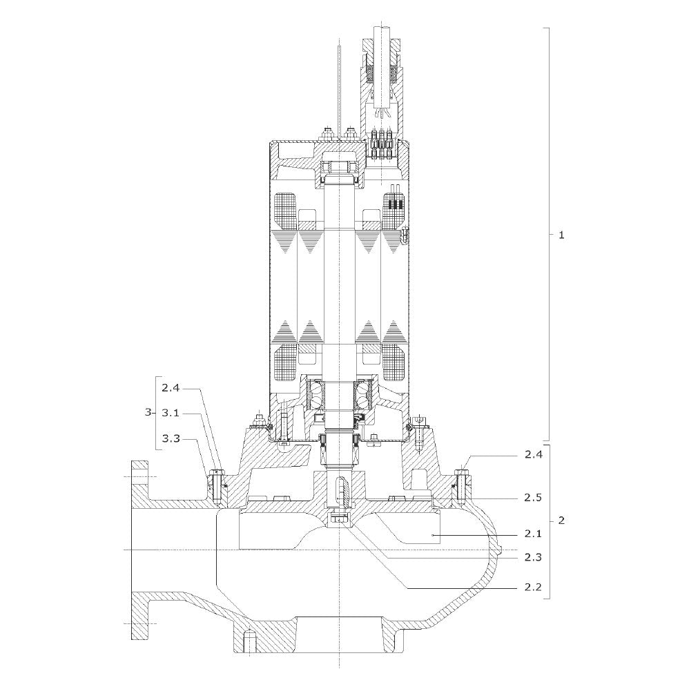 Explosionszeichnung Wilo Drain STS 40/65/80/100, EMU FA – Ersatzteil O-RING ID.274X3,5 DIN3771 NBR70 (Art. 2058063)