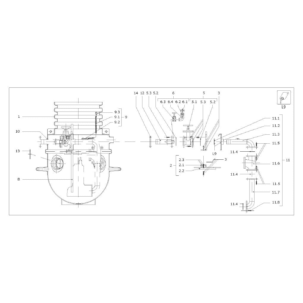 Explosionszeichnung Wilo DrainLift WS 900/1100 – Ersatzteil Befestigung Druckrohr WS/TP80(8 STÜCK) (Art. 2132540)