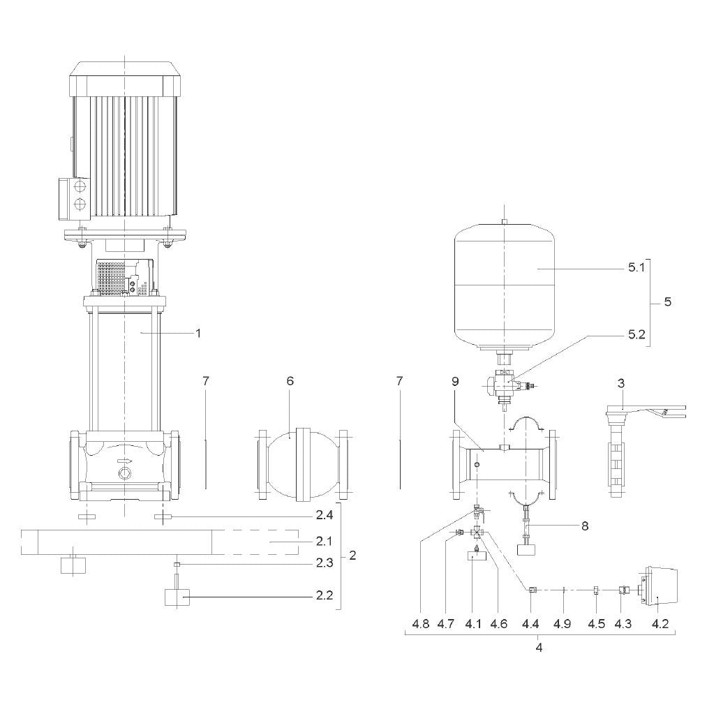 Explosionszeichnung Wilo Economy CO-1 MVI/ER – Ersatzteil DRUCKLEIT.DN80x300/1.4571 CO-1MVI50 (Art. 2028301)