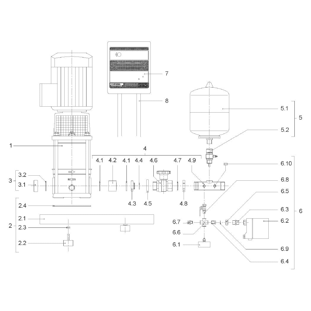 Explosionszeichnung Wilo Economy CO-1 MVI/ER, Economy CO-1 MVIS/ER – Ersatzteil Druckschalter/manometer 0-16BAR Set (Art. 2051262)
