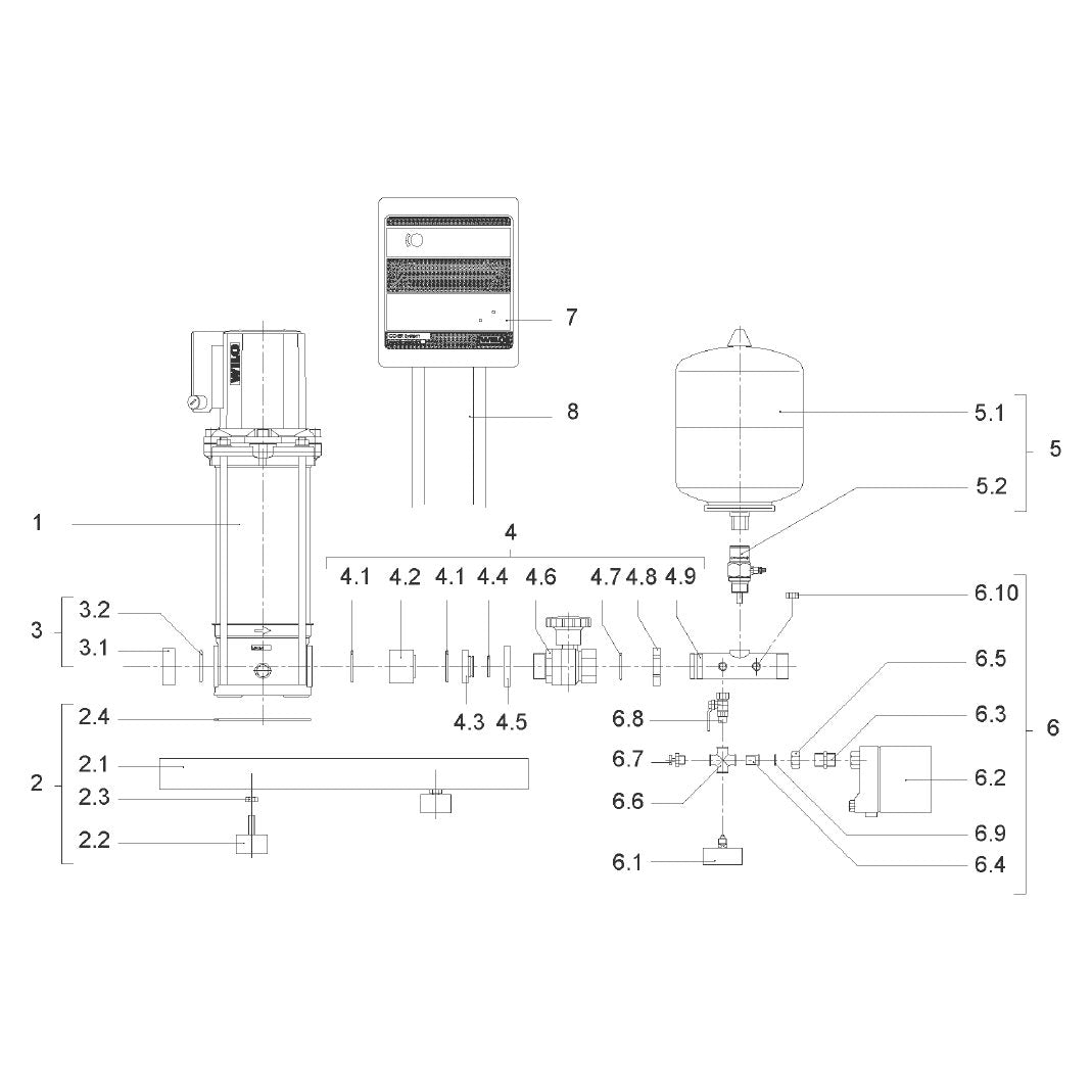 Explosionszeichnung Wilo Comfort CO MVI/CC, Comfort CO MVI/CR – Ersatzteil Gewindeflansch G11/4/LK-100 (Art. 2033531)