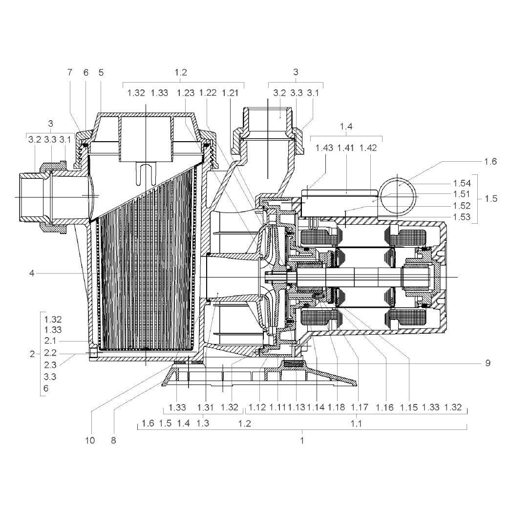 Explosionszeichnung Wilo FilTec FBS – Ersatzteil Lagerträger FBS10EM Set (Art. 2019742)
