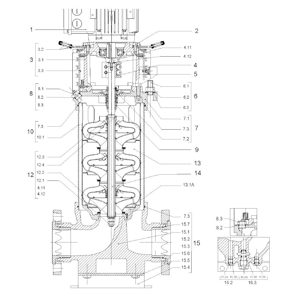 Explosionszeichnung Wilo Helix V22, Helix V36 – Ersatzteil > O-RING ID.8,9x2,7 VITON (Art. 2107768)
