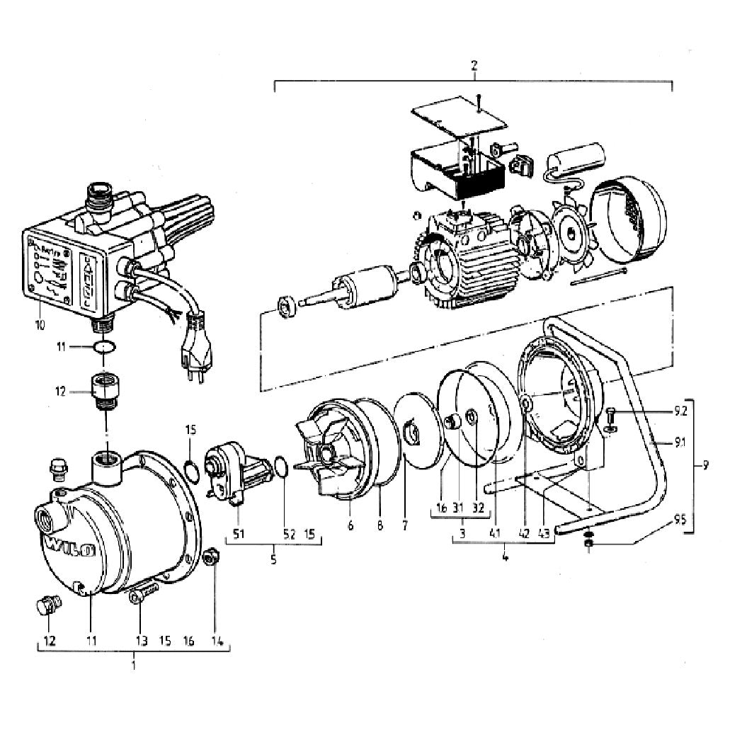 Explosionszeichnung Wilo Jet-FWJ – Ersatzteil Pumpengehäuse Fwj 301/401 Set (Art. 2027666)