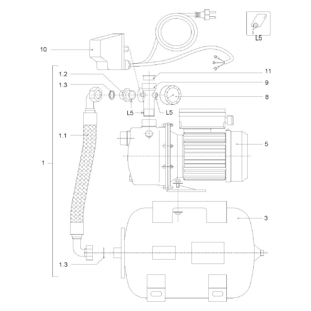 Explosionszeichnung Wilo Jet-HWJ – Ersatzteil Membrane 20L-HWW-CIMM (Art. 2132490)