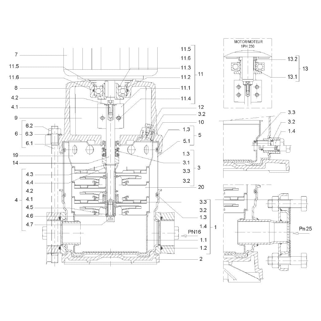 Explosionszeichnung Wilo COF-2Helix, Comfort CO MVI/CC – Ersatzteil Stehbolzen M12X245 Set (Art. 2018359)