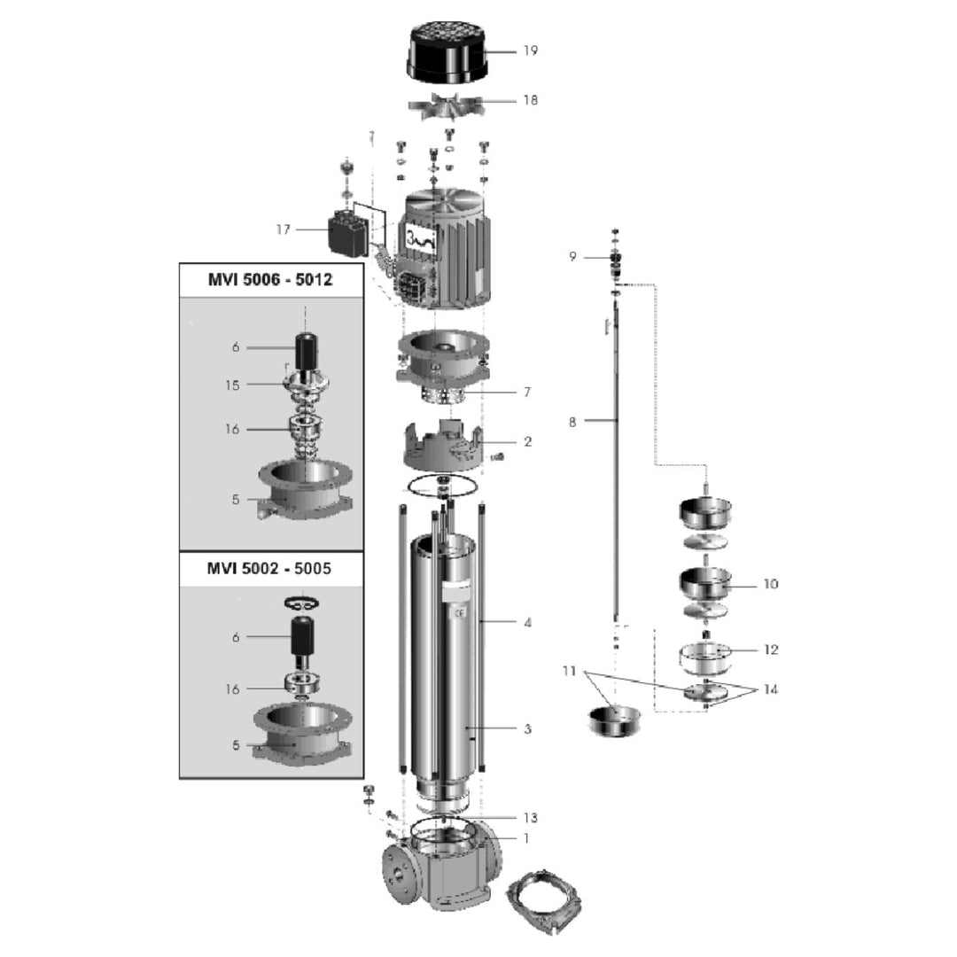 Explosionszeichnung Wilo Comfort CO MVI/CR, Comfort COR MVI/CR – Ersatzteil Dichtung EPDM SET (Art. 2027682)