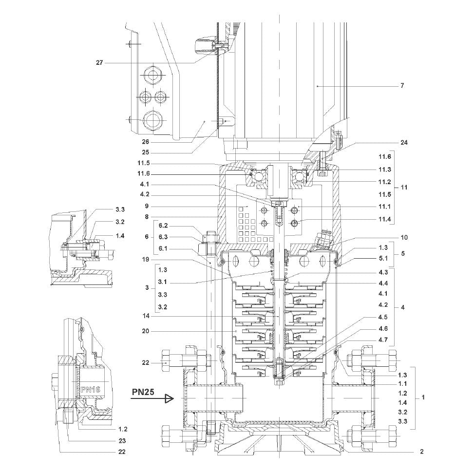 Explosionszeichnung Wilo Comfort-Vario COR MVIE/VR, Comfort-Vario COR-1 MVIE/GE – Ersatzteil Schraube M5X16 DIN912 8.8 ZN (4 STÜCK) (Art. 2046119)