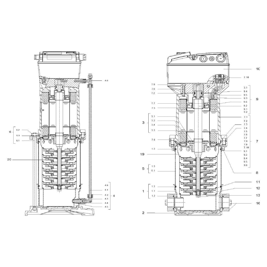 Explosionszeichnung Wilo Comfort-N-Vario COR MVISE/VR, Comfort-N-Vario COR-1 MVISE/GE – Ersatzteil Pumpengehäuse D.50 PN16 Mvise 1.4301 Set (Art. 2023721)