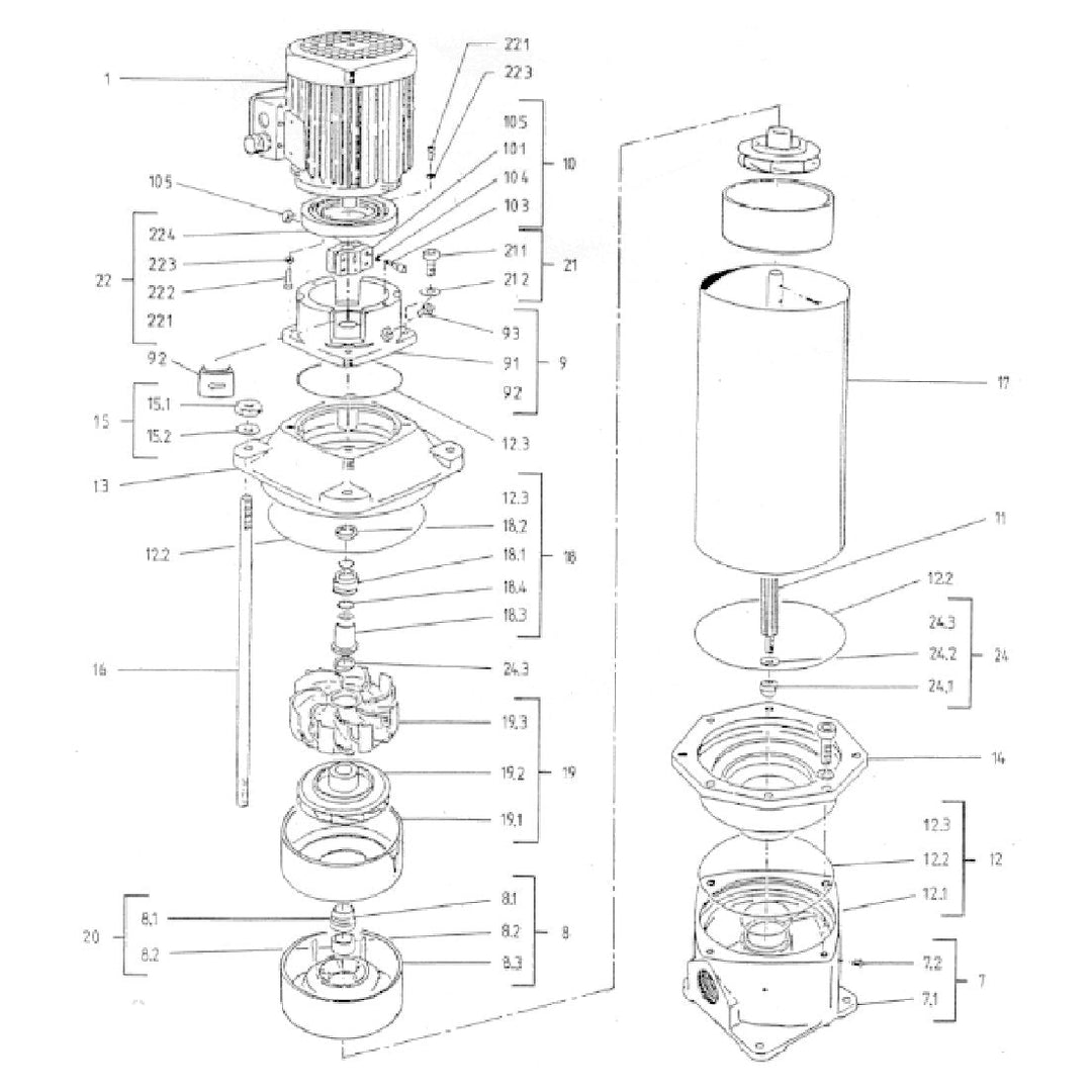 Explosionszeichnung Wilo Economy CO-1 MVL/ER, FLA – Ersatzteil Motor-Befestigung MVL1102 Set (Art. 121517796)