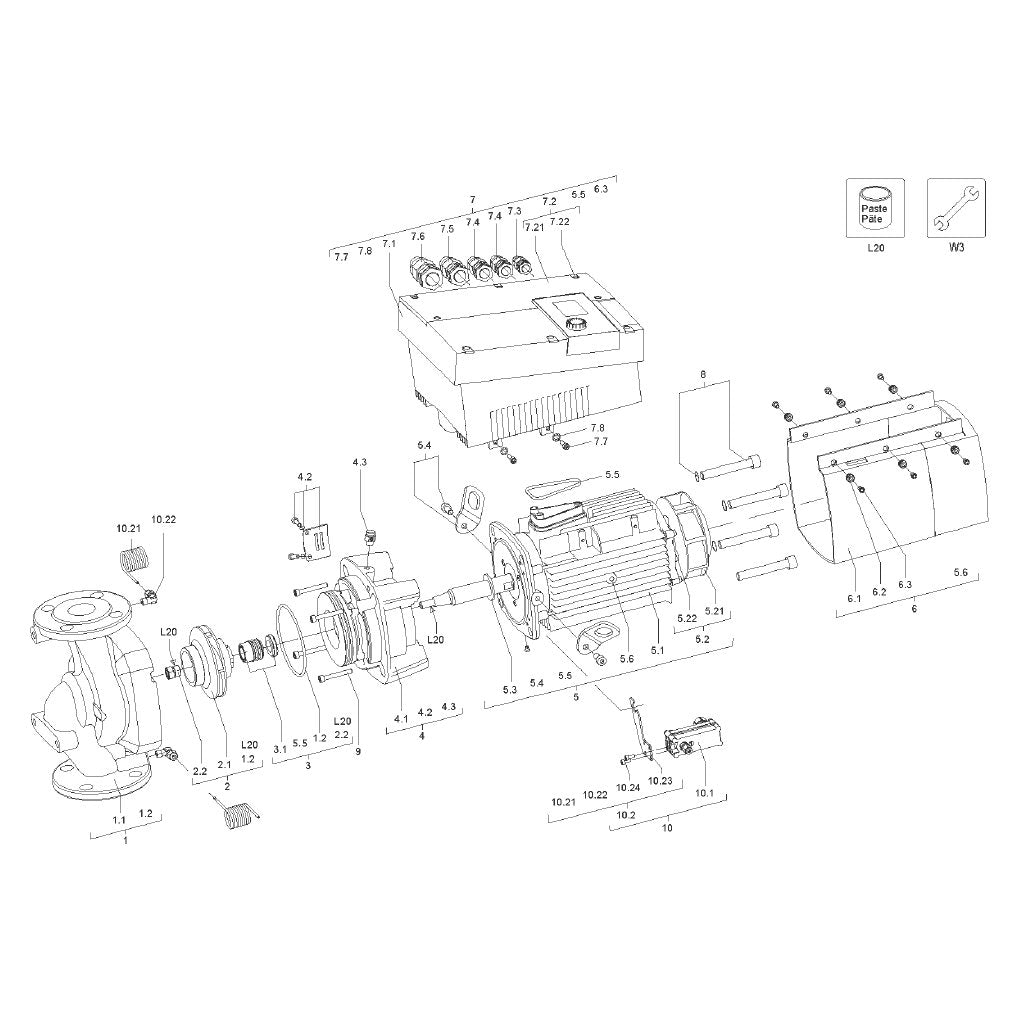 Explosionszeichnung Wilo Stratos GIGA – Ersatzteil MODUL Stratos GIGA 100/1-33/5,6 SET (Art. 2125255)