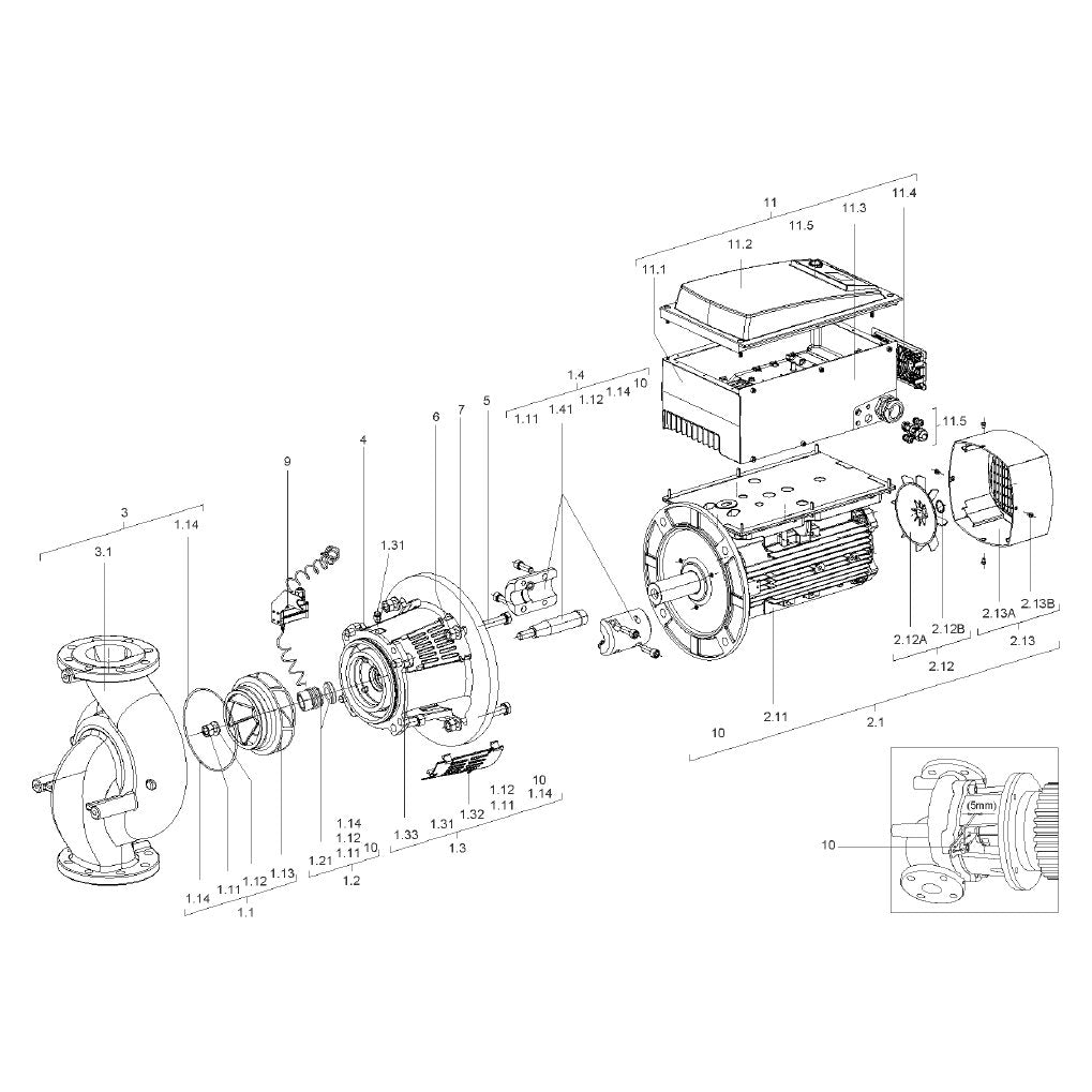 Explosionszeichnung Wilo Stratos GIGA, Stratos GIGA D – Ersatzteil Motor V1 22/2/112/350E-WILO-IE5 SET (Art. 2192468)