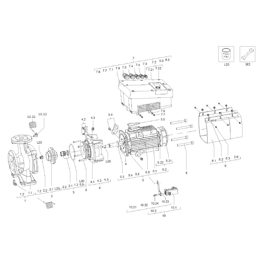 Explosionszeichnung Wilo Stratos GIGA B – Ersatzteil Motor Stratos GIGA B 50/1-37/5,0 SET (Art. 2189519)