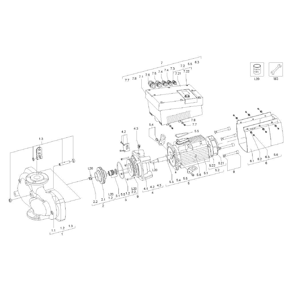 Explosionszeichnung Wilo Stratos GIGA D, Stratos GIGA2.0-D – Ersatzteil Pumpengehäuse D100/150/P215x140 SET (Art. 2194040)