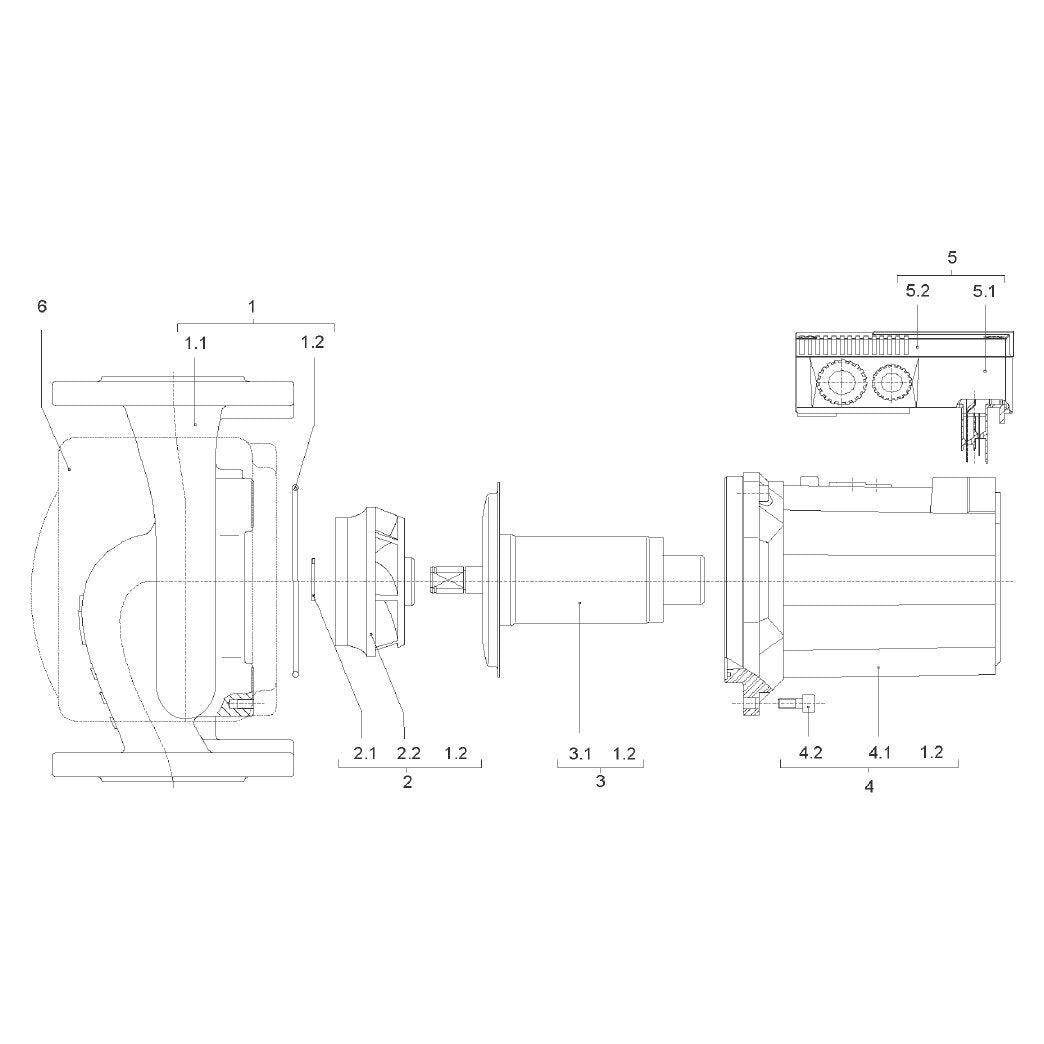 Explosionszeichnung Wilo TOP-D – Ersatzteil Modul GR.32-52 DM(E)TOP-D Set (Art. 2045480)