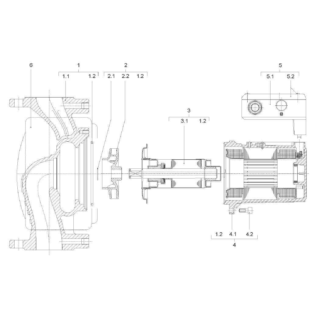 Explosionszeichnung Wilo TOP-D – Ersatzteil Stator-Einheit TOP-D80 DM PN6 Set (Art. 2026819)