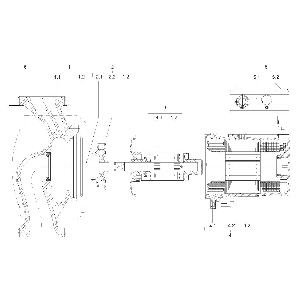 Explosionszeichnung Wilo TOP-S – Ersatzteil Stator-Einheit TOP-S30/10 DM Set (Art. 2053765)