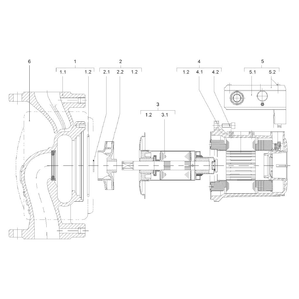 Explosionszeichnung Wilo TOP-S, TOP-SD – Ersatzteil Modul GR.22 DM AB 01/03 Set (Art. 2056783)