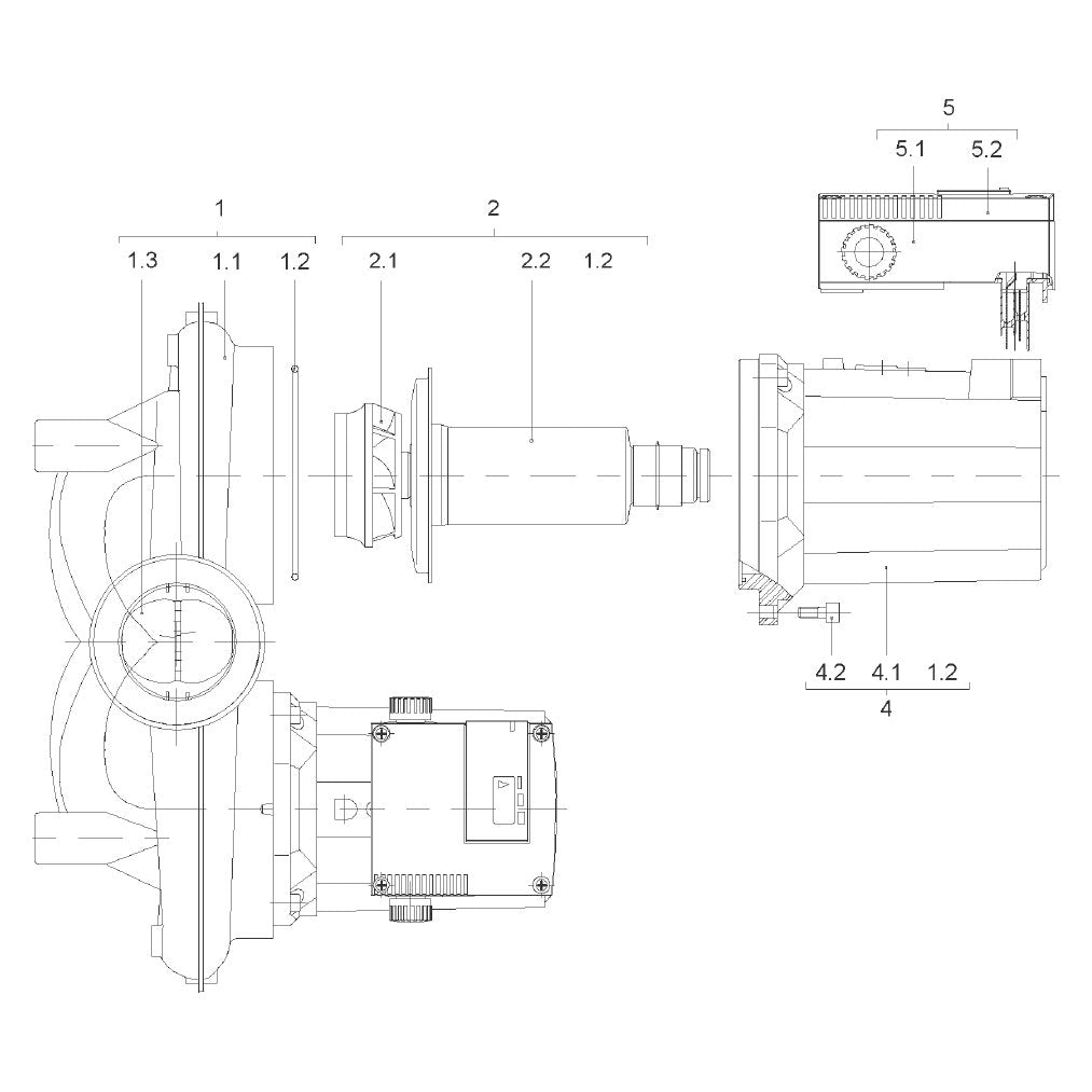 Explosionszeichnung Wilo TOP-S, TOP-SD – Ersatzteil Rotor-Einheit 22/80/2 LR.66 Set (Art. 2046262)