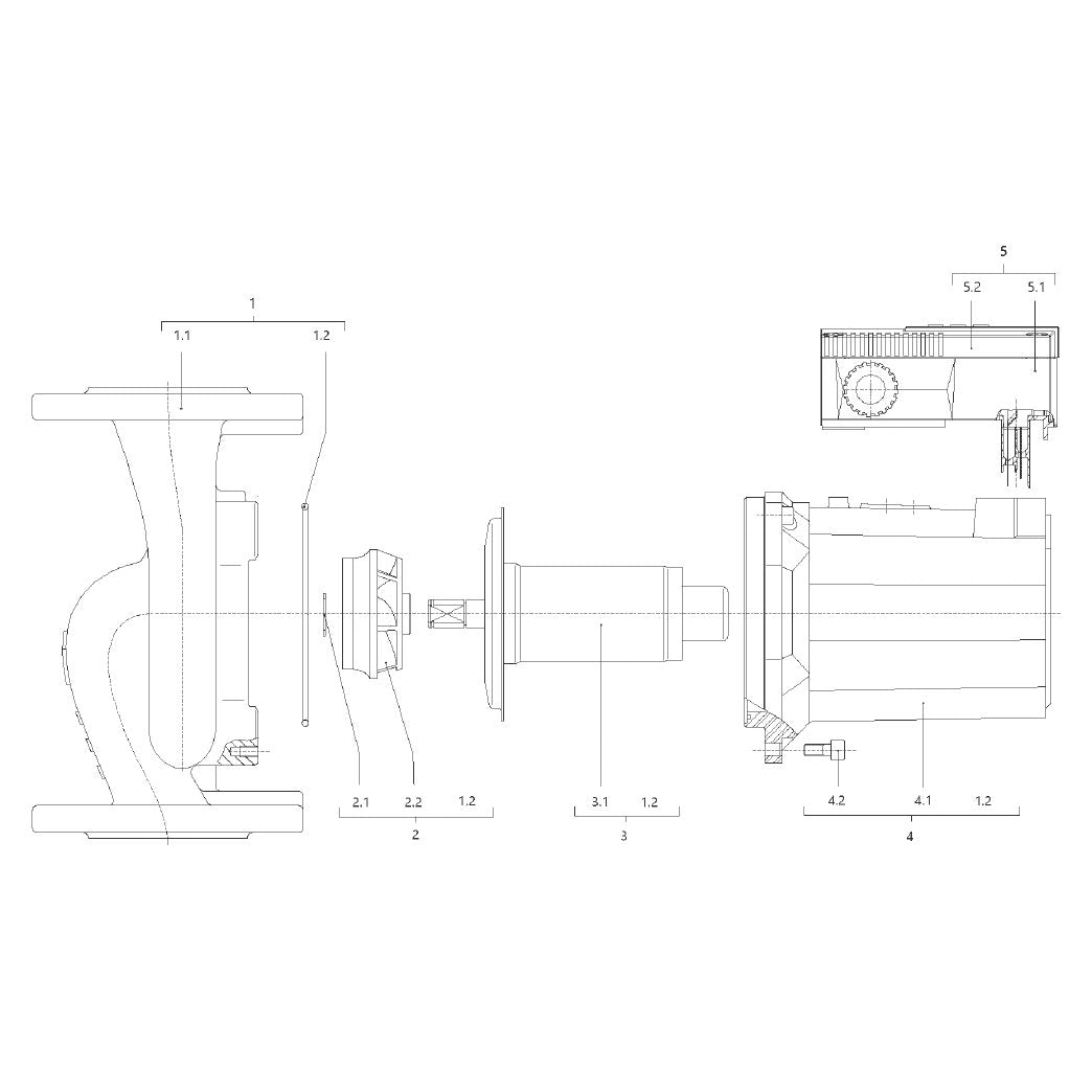Explosionszeichnung Wilo TOP-STG – Ersatzteil Stator-Einheit Top-Stg 50/10 3~ Set (Art. 2140496)