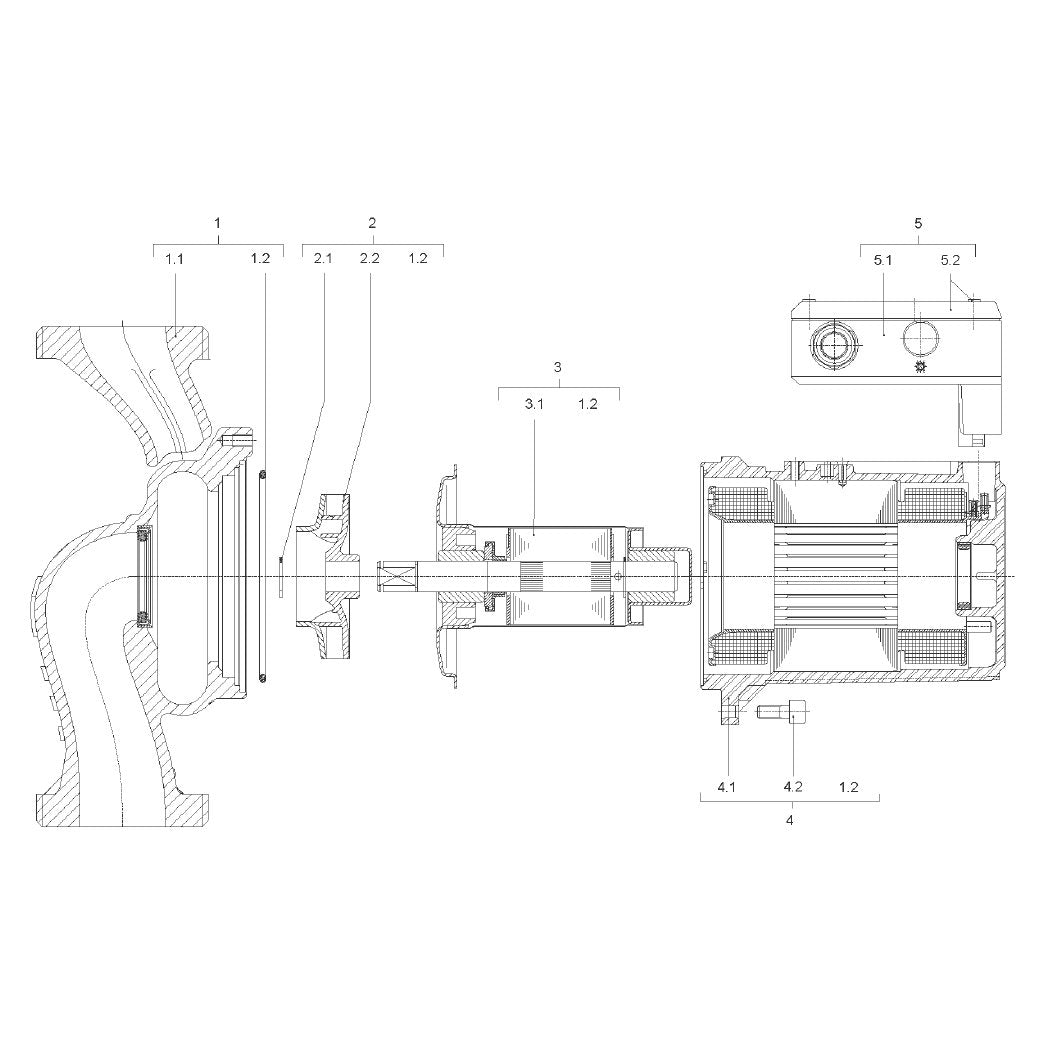 Explosionszeichnung Wilo TOP-STG – Ersatzteil Stator-Einheit TOP-STG 25/10 1~ SET (Art. 2147323)