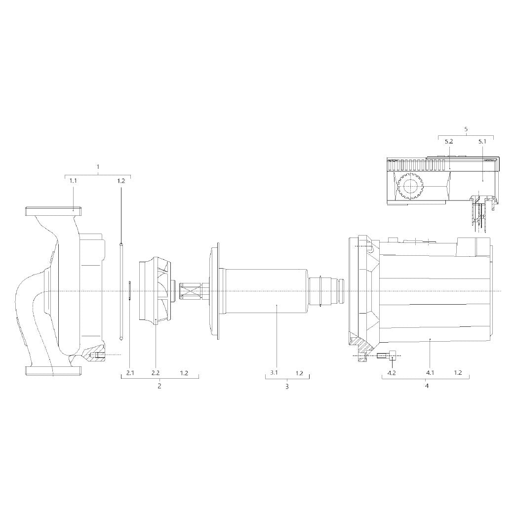 Explosionszeichnung Wilo TOP-STG – Ersatzteil Stator-Einheit TOP-STG 25/7 1~ SET (Art. 2140448)
