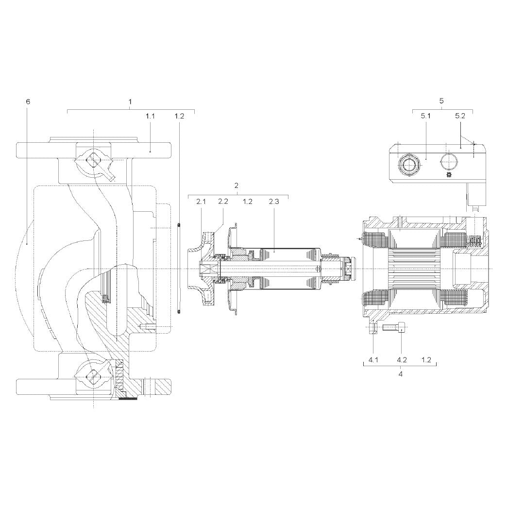 Explosionszeichnung Wilo TOP-ZV – Ersatzteil Stator-Einheit TOP-ZV40/4 DM Set (Art. 2040498)