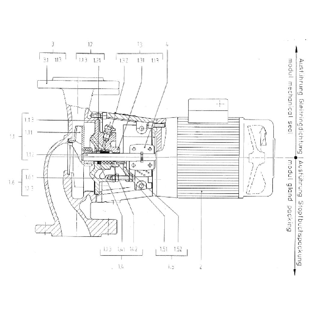 Explosionszeichnung Wilo VeroLine-IPS – Ersatzteil Lüfterhaube BG63 ATB (Art. 2168939)