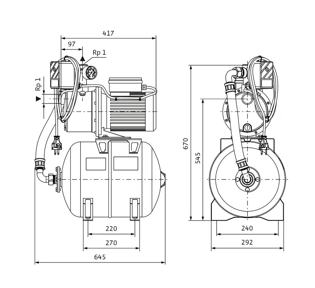 WILO Kreiselpumpenanlage Jet HWJ 50 L 204 (1~230 V) Art. 2549384